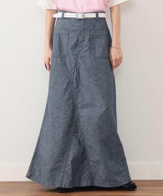  빔스 롱 스커트 보이 어스 네이비 세일러 팬츠 리메이크 스커트 인디고 - BEAMS