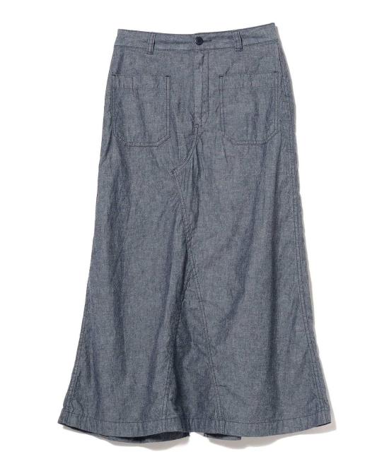  빔스 롱 스커트 보이 어스 네이비 세일러 팬츠 리메이크 스커트 인디고 - BEAMS