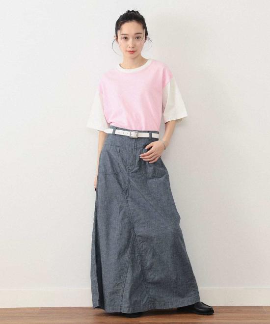  빔스 롱 스커트 보이 어스 네이비 세일러 팬츠 리메이크 스커트 인디고 - BEAMS