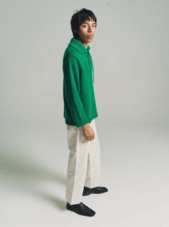  보디 집업 니트 보드 모헤어 알파인 풀오버 그린 - BODE