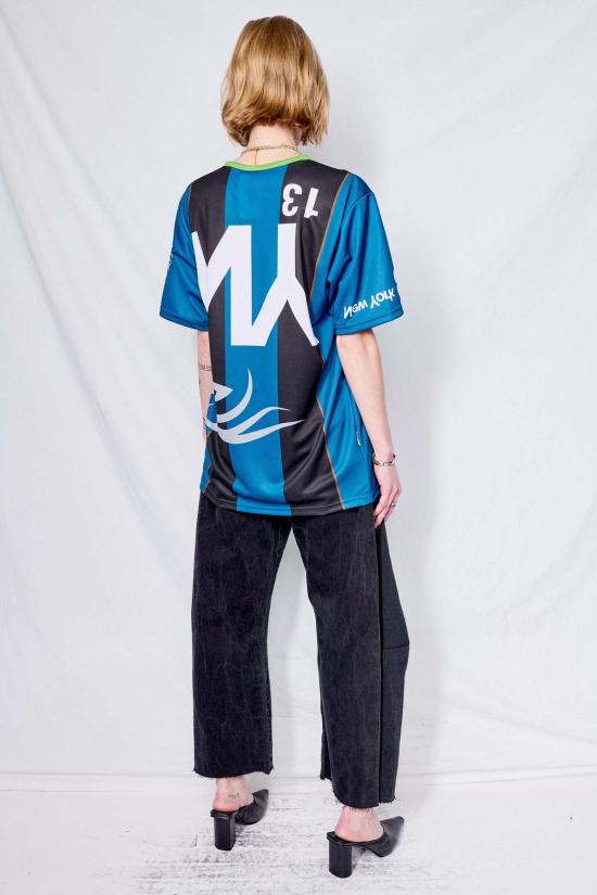  어셈블리 뉴욕 후드 티셔츠 로고 스트라이프 반팔 저지 - ASSEMBLY NEW YORK