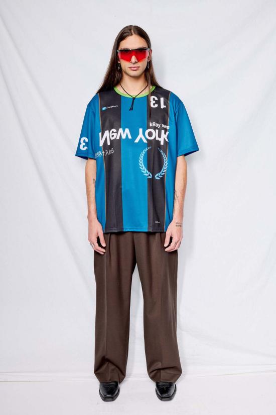  어셈블리 뉴욕 후드 티셔츠 로고 스트라이프 반팔 저지