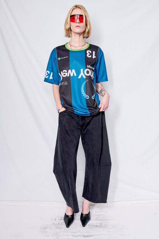  어셈블리 뉴욕 후드 티셔츠 로고 스트라이프 반팔 저지 - ASSEMBLY NEW YORK