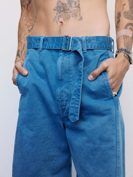  르메르 데님 팬츠 트위스트 벨티드 팬츠 데님 스노우 블루