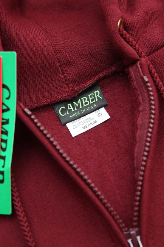  캠버 후드 티셔츠 #231 12온스 헤비웨이트 크로스 니트 지퍼 후드 버건디 - CAMBER