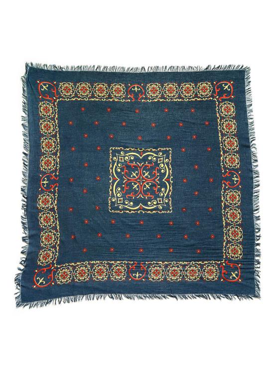  캐피탈 머플러/스카프 린넨 레이온 프린지 스톨 네이비 - KAPITAL