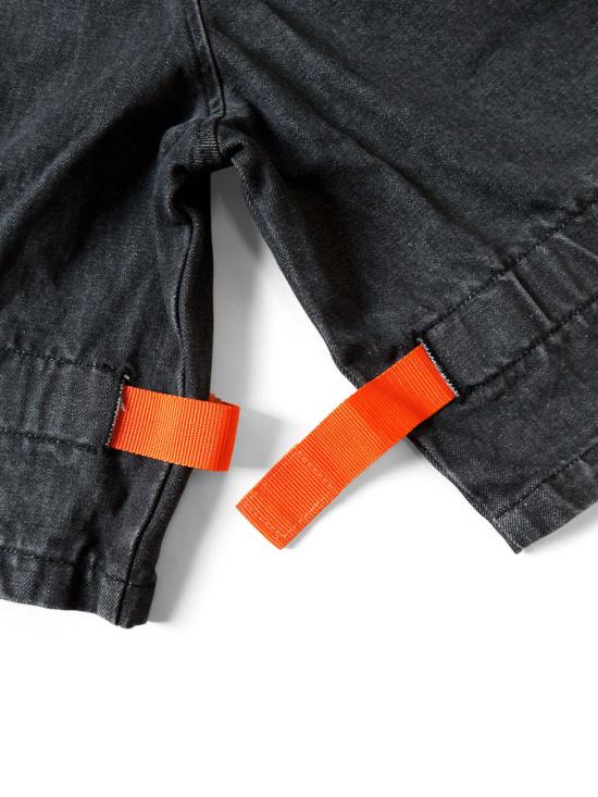  캐피탈 숏팬츠 Kapital 14oz 가공 데님 Nouvelle 셔틀 반바지 블랙 - KAPITAL