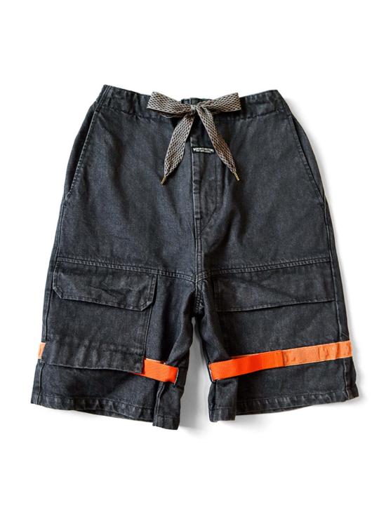  캐피탈 숏팬츠 Kapital 14oz 가공 데님 Nouvelle 셔틀 반바지 블랙