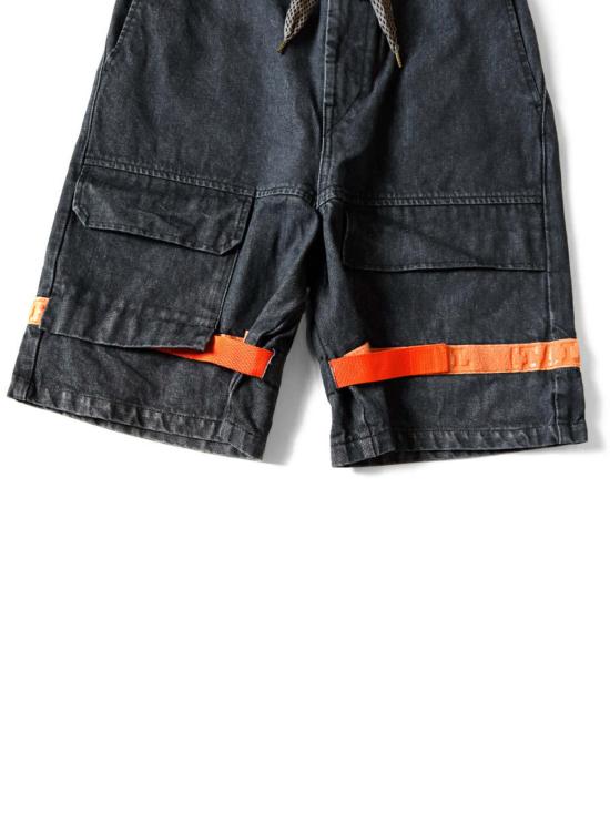  캐피탈 숏팬츠 Kapital 14oz 가공 데님 Nouvelle 셔틀 반바지 블랙 - KAPITAL