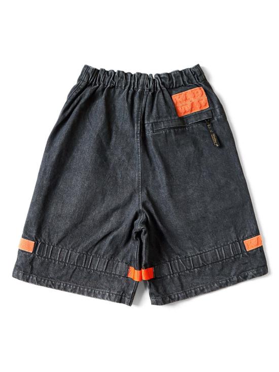 캐피탈 숏팬츠 Kapital 14oz 가공 데님 Nouvelle 셔틀 반바지 블랙 - KAPITAL