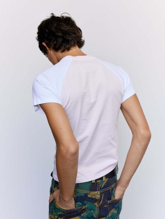  마틴로즈 반팔 티셔츠 마틴 로즈 래글런 쉬런큰 티셔츠 옅은 분홍색 - MARTINE ROSE