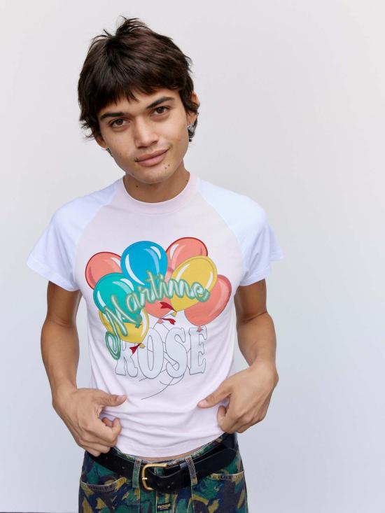  마틴로즈 반팔 티셔츠 마틴 로즈 래글런 쉬런큰 티셔츠 옅은 분홍색