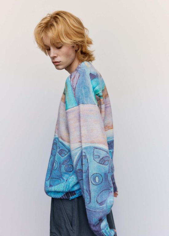  JW앤더슨 자켓 JW 앤더슨 캠퍼 프린트 오버사이즈 점퍼 콘플라워 블루 - JW ANDERSON