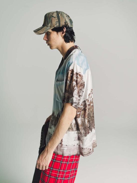  핍스 반팔 셔츠 Phipps Yosemite 사진 프린트 Ecovero 오버사이즈 볼링  프린트 - PHIPPS