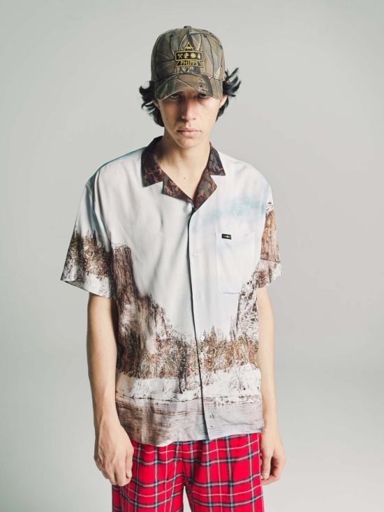  핍스 반팔 셔츠 Phipps Yosemite 사진 프린트 Ecovero 오버사이즈 볼링  프린트