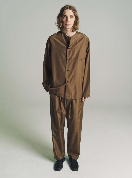  르메르 긴팔 셔츠 칼라리스 릴렉스  다크 토바코 - LEMAIRE