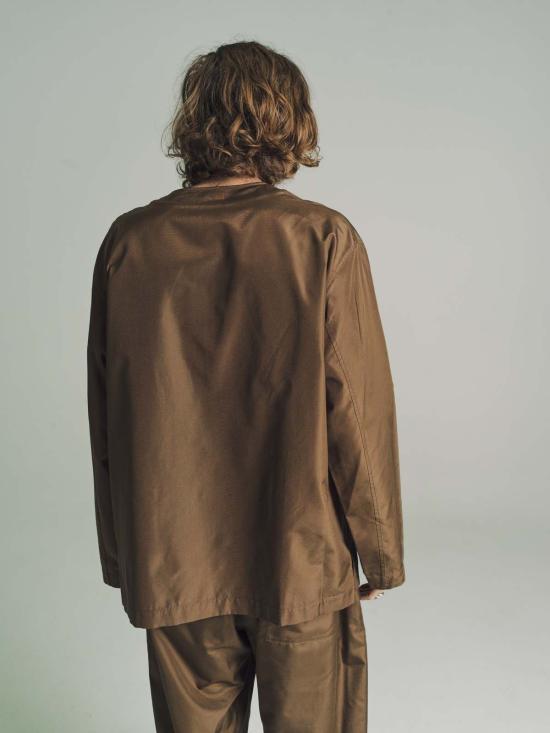  르메르 긴팔 셔츠 칼라리스 릴렉스  다크 토바코 - LEMAIRE