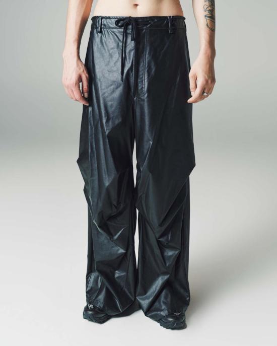  MM6 메종마르지엘라 스트레이트 팬츠 Mm6 Maison Margiela 블랙 가죽 와이드 레그 팬츠 블랙 - MM6 MAISON MARGIELA