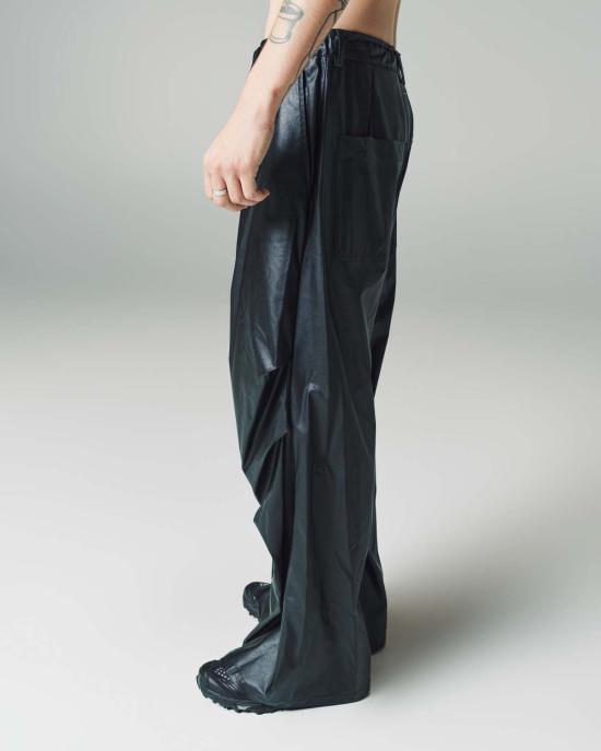  MM6 메종마르지엘라 스트레이트 팬츠 Mm6 Maison Margiela 블랙 가죽 와이드 레그 팬츠 블랙 - MM6 MAISON MARGIELA