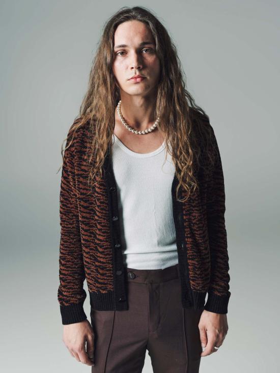  어니스트 더블유 베이커 가디건 어니스트 W. 베이커 자카드 카디건 블랙/브라운 제브라