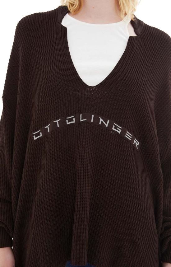  오토링거 스웨터 오톨링거 니트 오픈 칼라  브라운 - OTTOLINGER