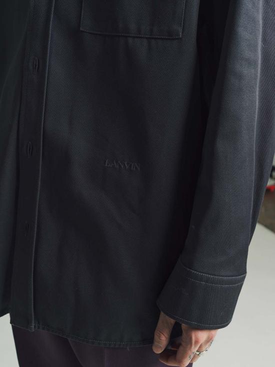  랑방 긴팔 셔츠 스틸 트위스트 코쿤 오버 블랙 - LANVIN