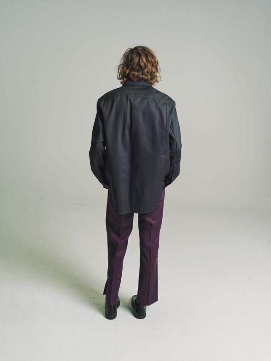  랑방 긴팔 셔츠 스틸 트위스트 코쿤 오버 블랙 - LANVIN