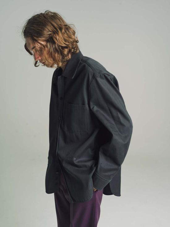  랑방 긴팔 셔츠 스틸 트위스트 코쿤 오버 블랙 - LANVIN