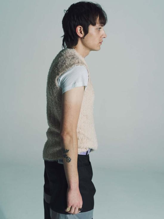  마틴로즈 니트 베스트 마틴 로즈 버터밀크 래티 짚업 질레 크림 - MARTINE ROSE