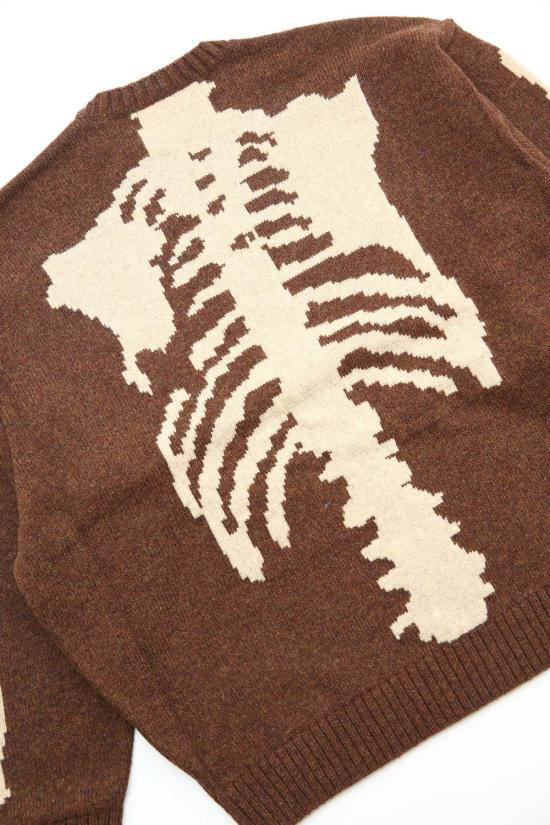  캐피탈 스웨터 Kapital 5 G 울 니트 본 크루  브라운 - KAPITAL