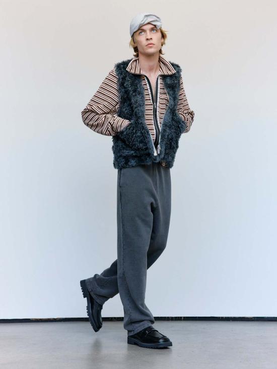  카미엘 포트젠스 자켓 Camiel Fortgens 울 인조 모피 지퍼 조끼 그레이 - CAMIEL FORTGENS