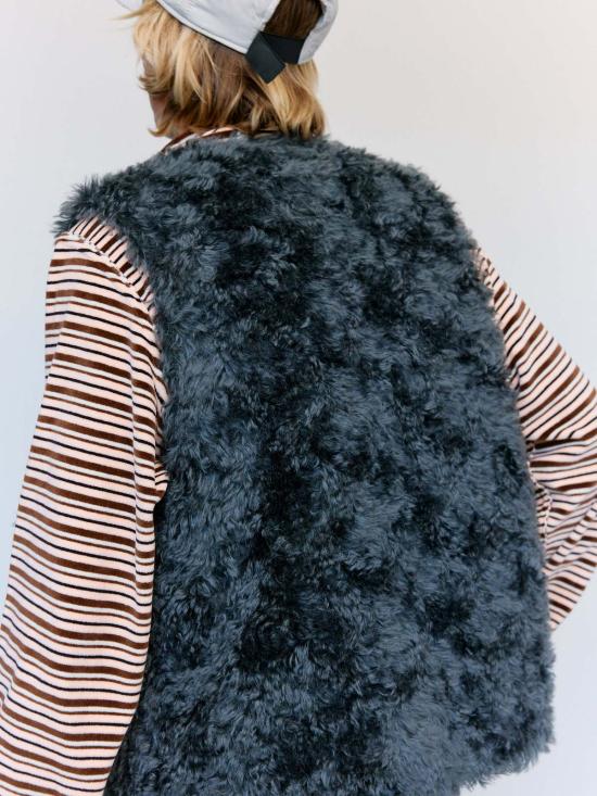  카미엘 포트젠스 자켓 Camiel Fortgens 울 인조 모피 지퍼 조끼 그레이 - CAMIEL FORTGENS