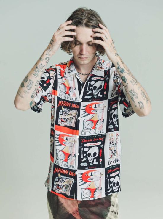  엔드리스 조이 반팔 셔츠 레이온 타로 반팔  블랙