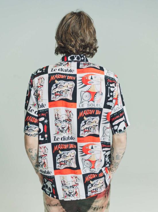  엔드리스 조이 반팔 셔츠 레이온 타로 반팔  블랙 - ENDLESS JOY