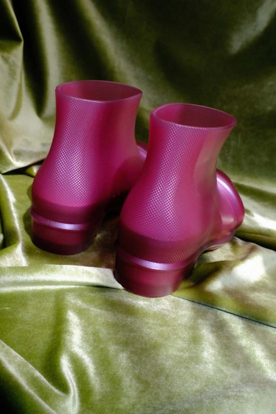  로에베 부츠 투명 레드 러버 풀온 앵클 - LOEWE