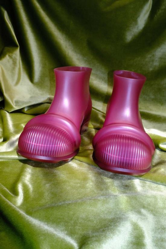  로에베 부츠 투명 레드 러버 풀온 앵클 - LOEWE