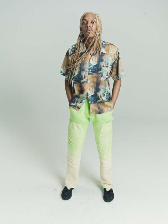  로스트 데이즈 트레이닝/조거 팬츠 매직 더블 니 스웨트 팬츠 그린 - LOST DAZE