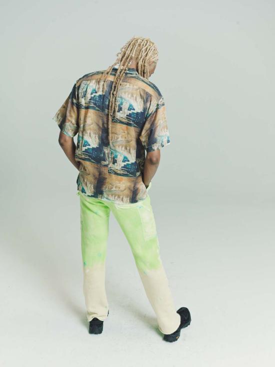  로스트 데이즈 트레이닝/조거 팬츠 매직 더블 니 스웨트 팬츠 그린 - LOST DAZE