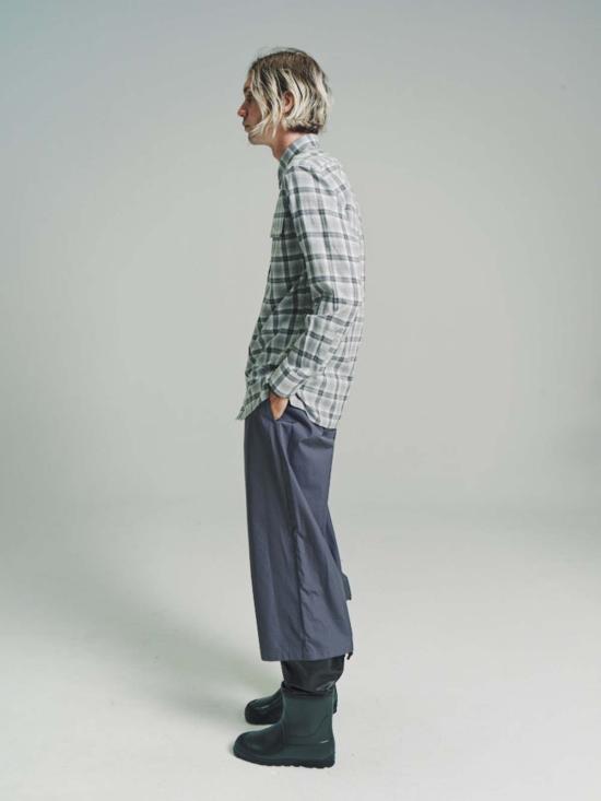  리에르 긴팔 셔츠 파인 체크 더블 포켓 롱슬리브 - RIER