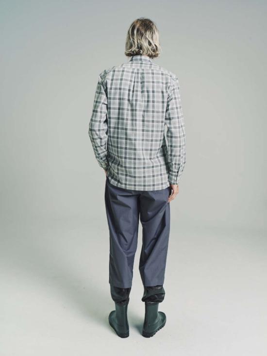  리에르 긴팔 셔츠 파인 체크 더블 포켓 롱슬리브 - RIER