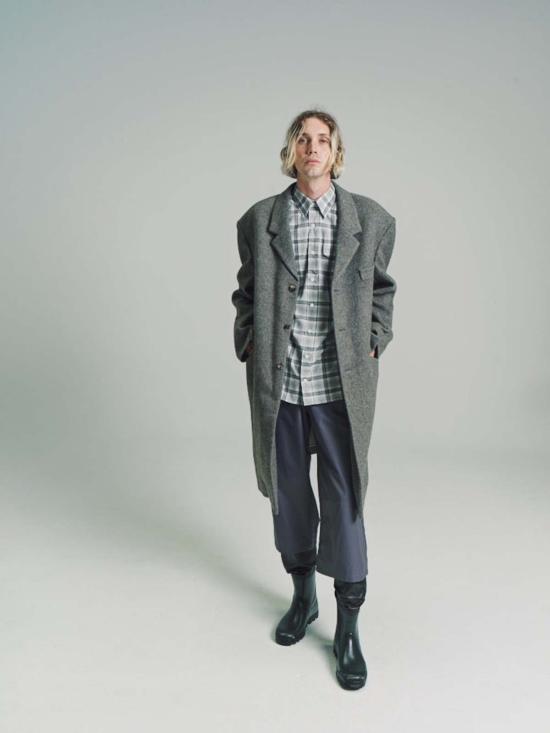  리에르 긴팔 셔츠 파인 체크 더블 포켓 롱슬리브 - RIER