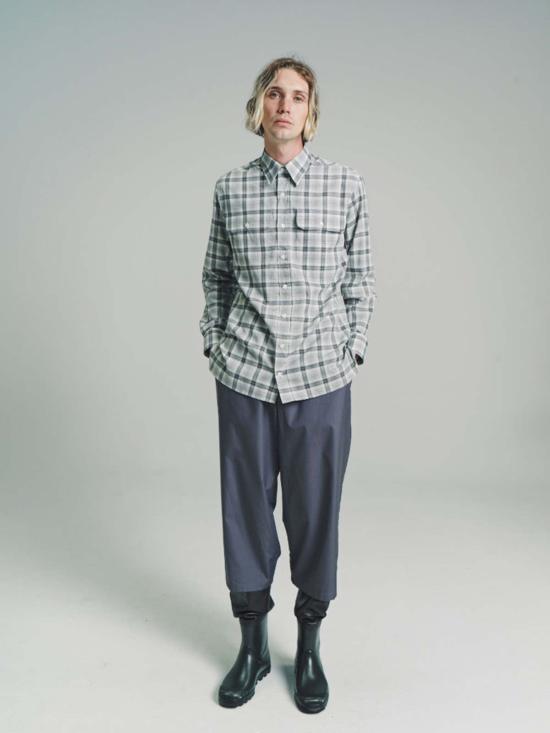  리에르 긴팔 셔츠 파인 체크 더블 포켓 롱슬리브 - RIER