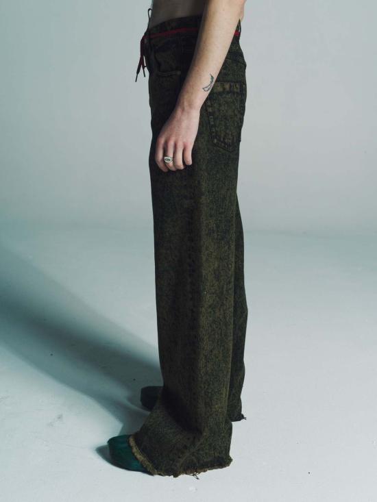  마르니 데님 팬츠 플레어 진 그린 마블 다이드 - MARNI