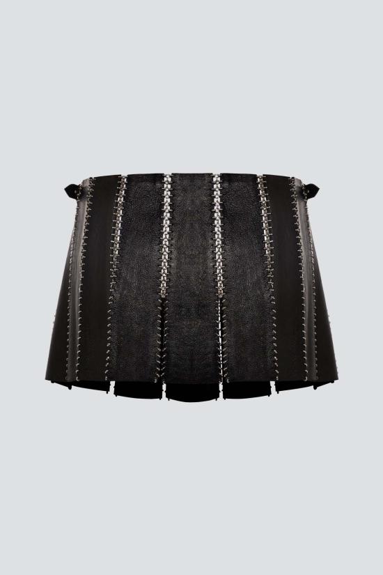  R&M Leathers 숏 스커트 R&M 레더스 가죽 참 미니 스커트 블랙 - OTHER BRANDS