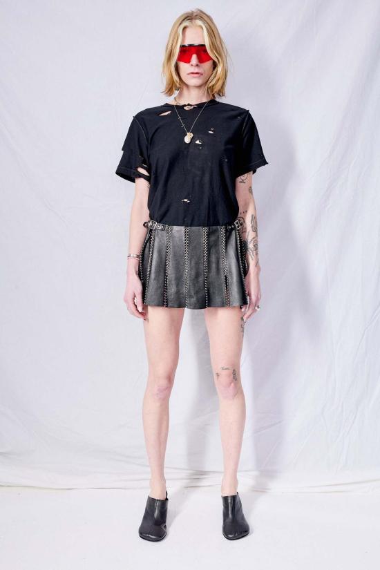  R&M Leathers 숏 스커트 레더 챠밍 미니 스커트 블랙 - OTHER BRANDS