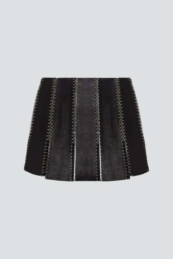  R&M Leathers 숏 스커트 R&M 레더스 가죽 참 미니 스커트 블랙 - OTHER BRANDS