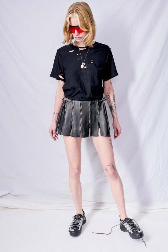  R&M Leathers 숏 스커트 레더 챠밍 미니 스커트 블랙 - OTHER BRANDS