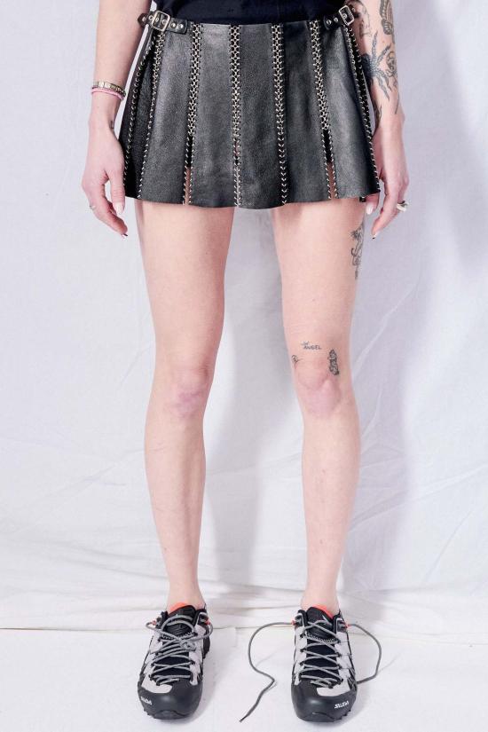  R&M Leathers 숏 스커트 R&M 레더스 가죽 참 미니 스커트 블랙 - OTHER BRANDS