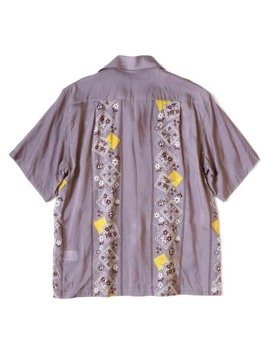  캐피탈 반팔 셔츠 Kapital 실크 레이온 Peckish Rainbowy 랭글 칼라 쿠바  보라색 - KAPITAL