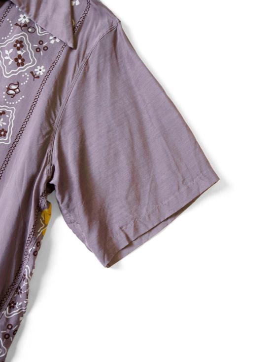  캐피탈 반팔 셔츠 Kapital 실크 레이온 Peckish Rainbowy 랭글 칼라 쿠바  보라색 - KAPITAL